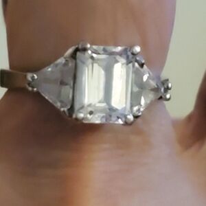 Sterling Silver Emerald Cut Cz Ring